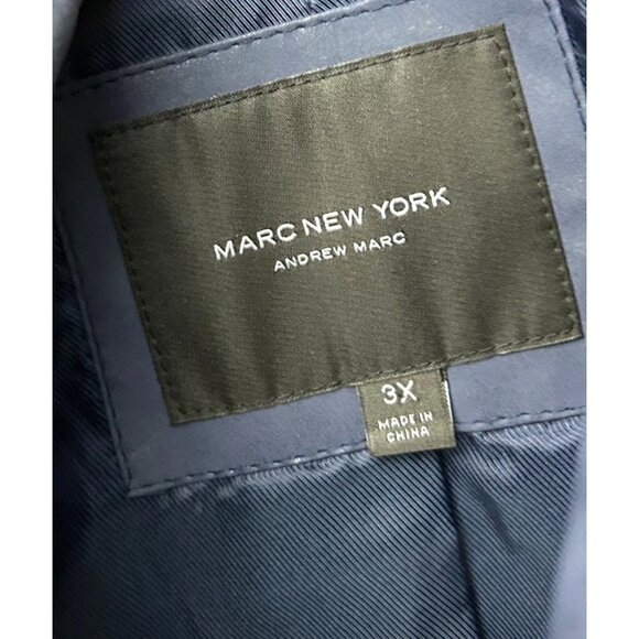 MARC NEW YORK ANDREW MARC FAUX LEATHER NAVY BLUE MOTO JACKET - 3X - Picture 5 of 6